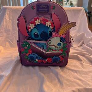 Loungefly Disney Lilo & Stitch Scrump & Stitch Reading Floral Mini Backpack